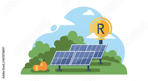 A Depiction Of Solar Panels Illustrating Renewable Energy Generation, Showcasing Sustainable Power, And Representing Clean Electricity Production. With Comprehensive Details And Informative