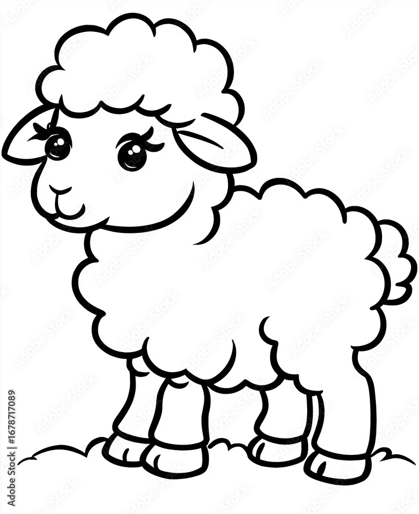 Obraz premium Coloring for children and adults, coloring of the animal world, sheep.