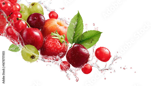 Colorful fruits in motion