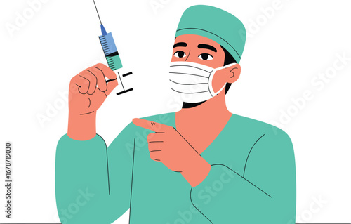 Doctor with Syringe and Mask
