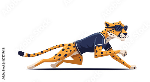 Speedy cheetah mascot modern flat design cartoon.