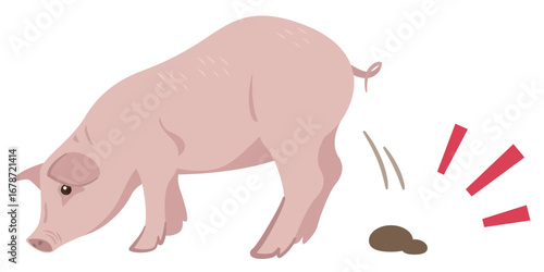 豚と豚糞のイラスト