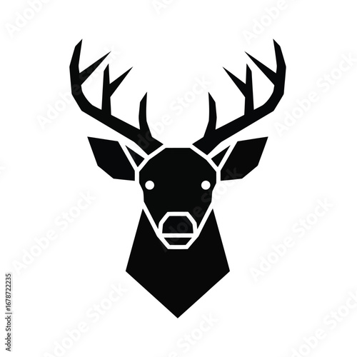 Vector illustration of geometric deer head silhouette for design