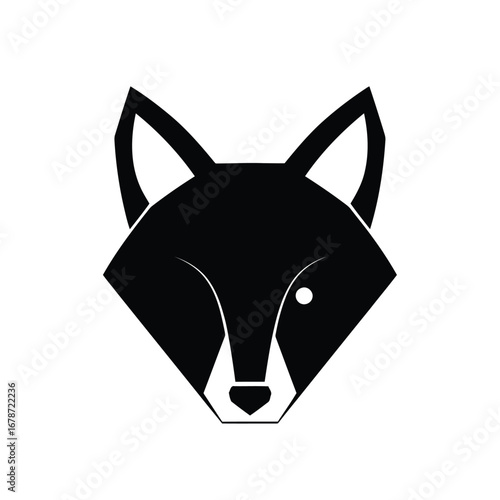 Vector illustration of geometric fox head in black color in vector