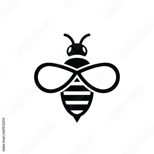 Vector illustration of bee silhouette for logo or design element