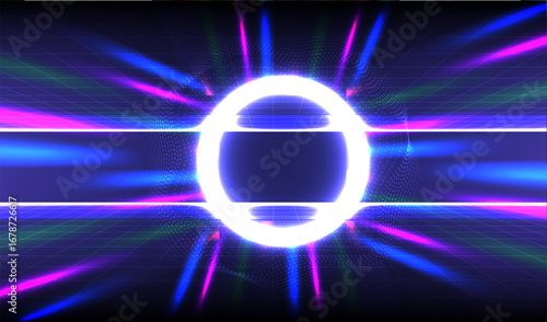 Futuristic Neon Light Burst with Vibrant Colors and Dynamic Energy in a Digital Abstract Background