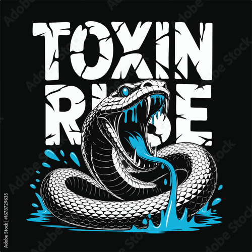 Toxin Rise – Neon Snake Venom Attack T-shirt Design