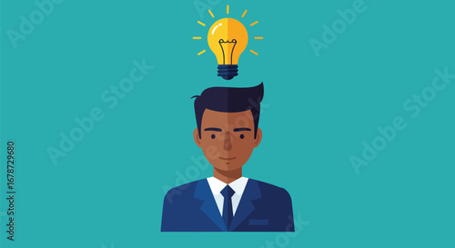 Illustration showcasing a professional with a bright idea symbolized by light bulb