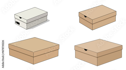 Isometric shoe box vector illustration set on a clean white backdrop