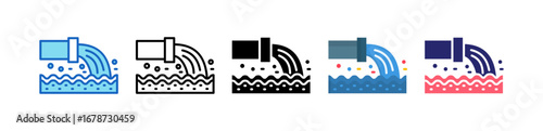 Sewage Multiple Style Icon Set Collection. 