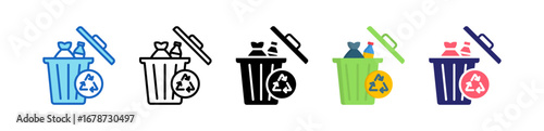 Waste Multiple Style Icon Set Collection. 