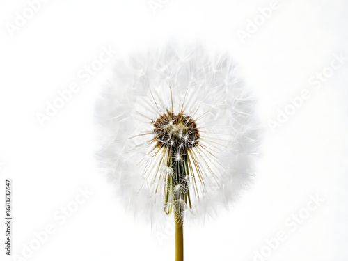 Wallpaper Mural Floating dandelion clock with seeds dispersing isolated white Torontodigital.ca