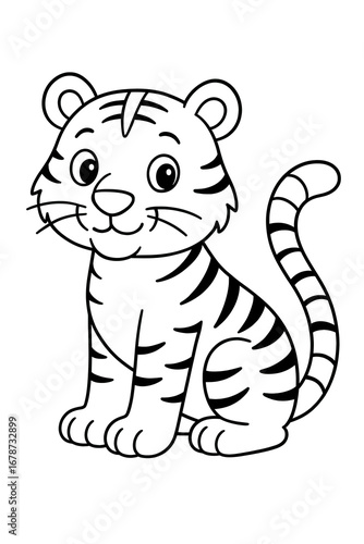 Coloring for children and adults, coloring of the animal world, tiger.
