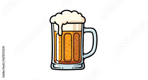 A Frothy Pint: Hand-Drawn Beer Mug Illustration for Beverage and Celebration Concepts