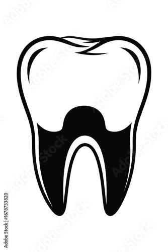 Tooth with cavity isolated on white background