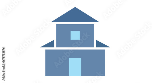 Stylized minimal house icon representing home shelter real estate and architectural blueprint building facade for residential property concept