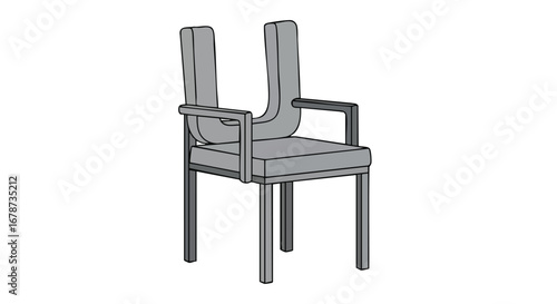 Unique chair design with armrests and an elongated back support for a distinctive look offering comfort and style in any modern space