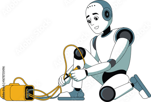 Robot tying shoelaces with a jump rope