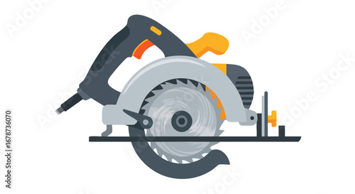Detailed Vector Illustration of a Circular Saw Power Tool for Woodworking Projects