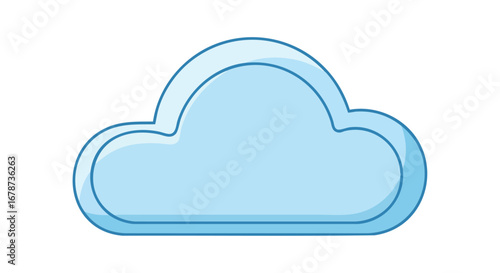 Blue Cloud Cartoon Illustration for Weather Forecasts and Digital Storage Designs