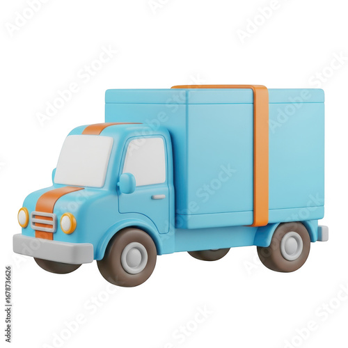 3d blue truck isolated on transparent background
