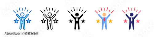 Self Confidence Multiple Style Icon Set Collection. 