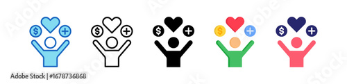 Quality Of Life Multiple Style Icon Set Collection. 