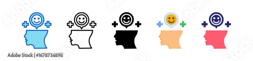 Positive Attitude Multiple Style Icon Set Collection. 