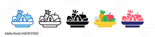 Healthy Eating Multiple Style Icon Set Collection. 