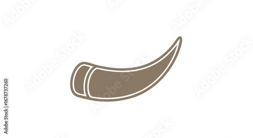 Stylized depiction of a tusk in muted brown hues against a clean white backdrop showcasing simple graphic design and illustrative qualities