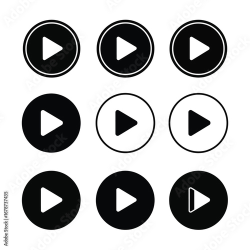 Free Download Simple Play Button Icons Collection Black and White Media Control Symbols - GFXLoad