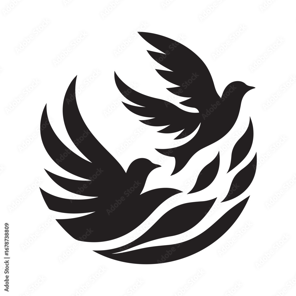 Fototapeta premium birds flying vector silhouette clip art logo design illustration. birds group flying icon collections.