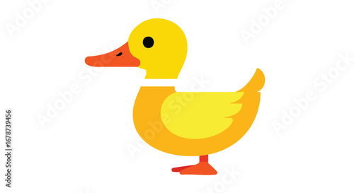 Simple and Cheerful Duck Illustration for Children's Books and Educational Material, vector drawing of a duck with basic shapes, ideal for