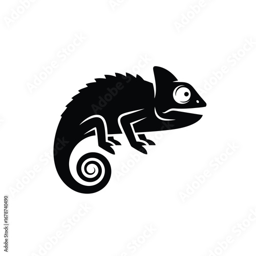 Vector illustration of illustration of a chameleon in simple style