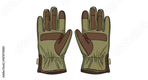Protective work gloves illustration showcasing durability and design features for various hand protection needs illustration