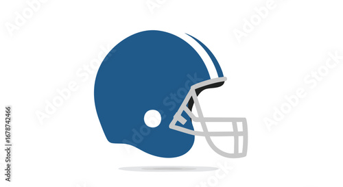 Illustration of blue american football helmet, essential protective gear during competition, isolated over a pure white background, providing