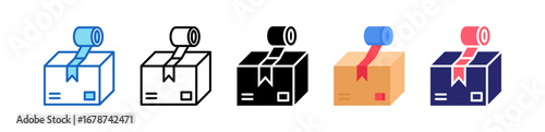 Box Multiple Style Icon Set Collection. 