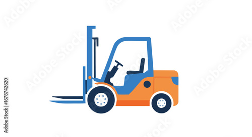 Stylized depiction of a forklift isolated on a white background, showcasing industrial equipment in an engaging and illustrative style