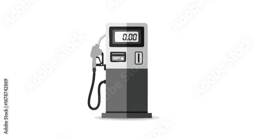 Fuel Dispenser Illustration Showcasing Payment Options and Clear Digital Display Portraying a Zero Amount for Automotive Refueling Services