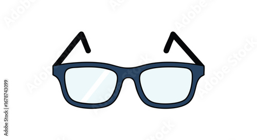 Illustration of Stylish Framed Eyeglasses with Clear Lenses for Enhanced Clarity and Vision Correction