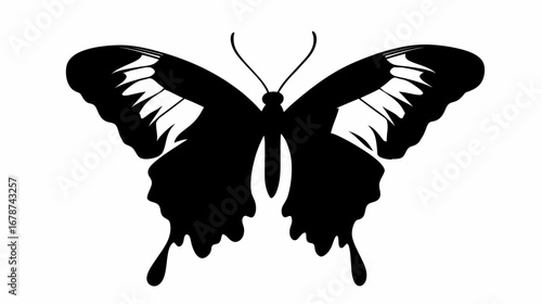 Butterfly Silhouette: A striking silhouette of a butterfly, showcasing its delicate wing patterns in a bold display of nature's intricate design. 