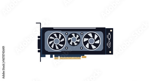 Sleek modern GPU graphic card illustration rendering vector for high performance gaming and processing system visual representation