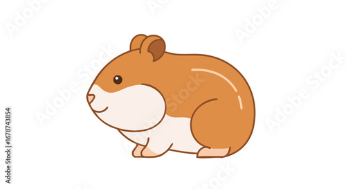 Delightful hamster illustration presenting its charm in a minimal cartoon style, perfect for children's content and pet related designs with a cute