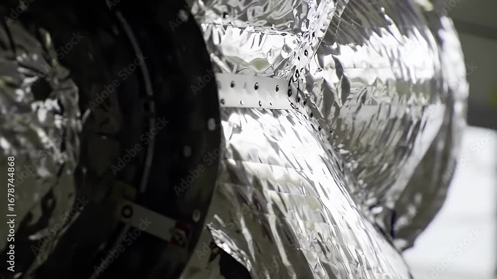 Detailed Production of Silver Reusable Rocket Fairing Head Highlighting Aerospace Engineering and Advanced Technology Innovations with Spacecraft Components for Space Exploration