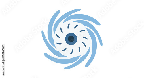 Stylized depiction of a swirling vortex, capturing the essence of a hurricane with dynamic spiral elements on a white backdrop