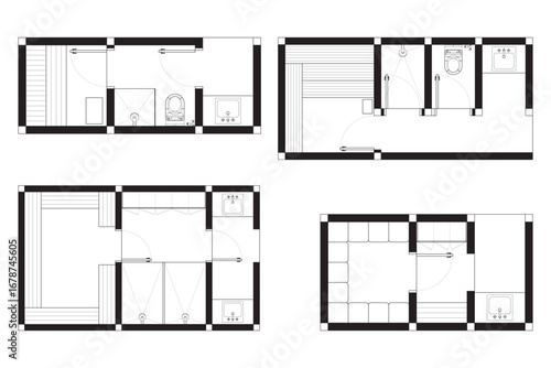 Wallpaper Mural 4 Collections Architectural Top View Detailed Sauna and Bathroom Floor Plan. 5 Torontodigital.ca