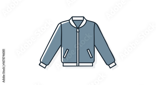 Contemporary bomber jacket illustration against clean backdrop, minimalist apparel representation offering versatile design potential