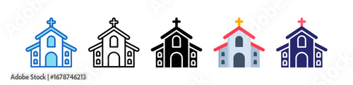 Church Multiple Style Icon Set Collection. 