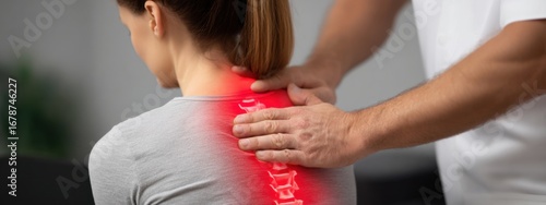 Chiropractor provides therapy to a patient experiencing neck discomfort during a session in a clinic