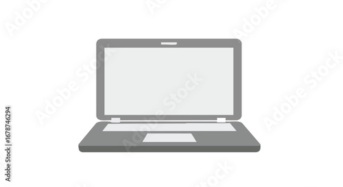 Sleek minimalistic laptop illustration on a plain background showcasing technological equipment for digital communication and computing processes